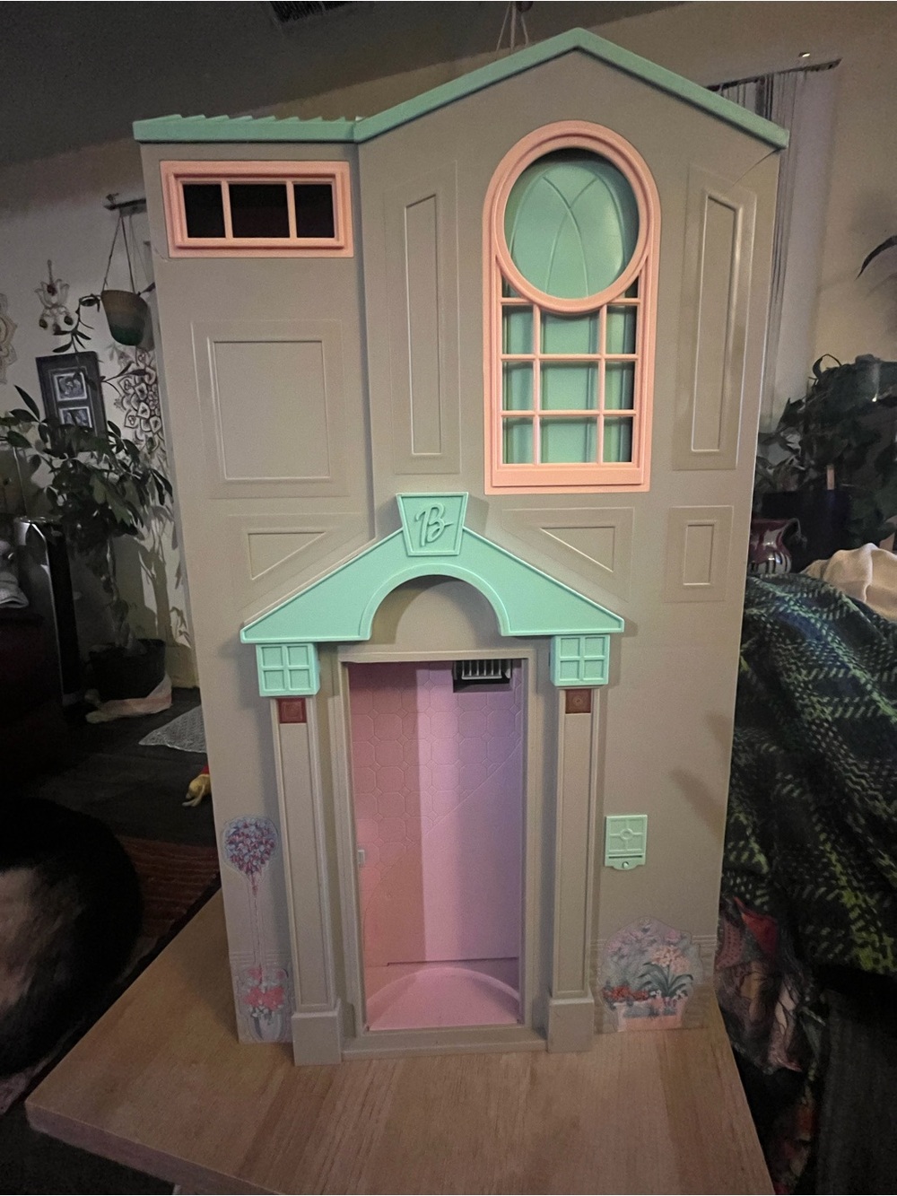 Large Barbie Dollhouse Playset in Mint Green, Peach & Pink